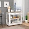 Tuhome Cala Kitchen Island 46, Six Casters, Two Drawers, Lower Open Shelf, White/Light Oak ABD5778 - alternate 1